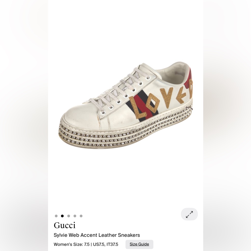 Gucci Bedazzled Gold, Red & Blue Sneakers